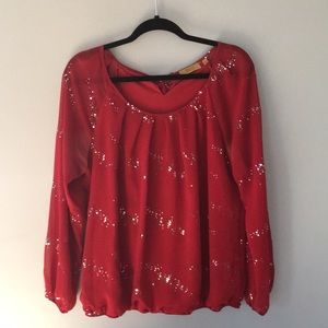 Sparkly red blouse, great for the holidays!